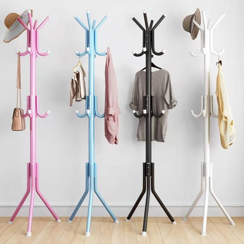 Simple coat rack, iron clothes rack, hanging rack, floor-standing indoor entryway bedroom wardrobe rack, fashionable bag hanger