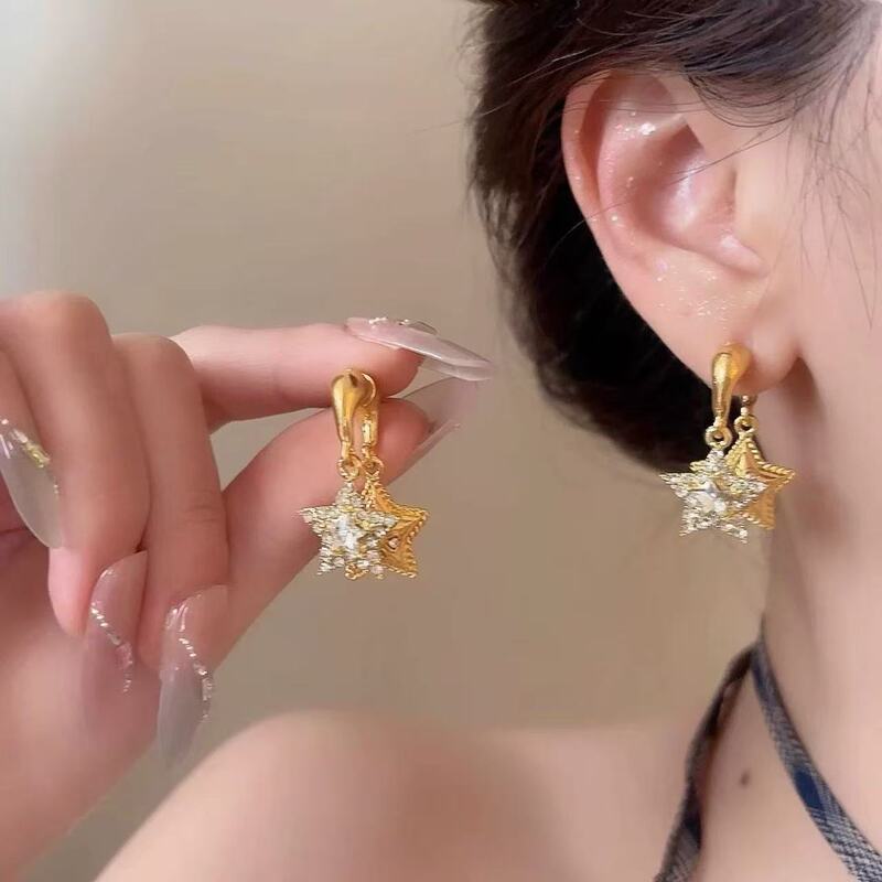 爆闪满钻星星耳钉前后戴饰新潮时髦高颜值个性百搭独特气质女耳环|undefined
