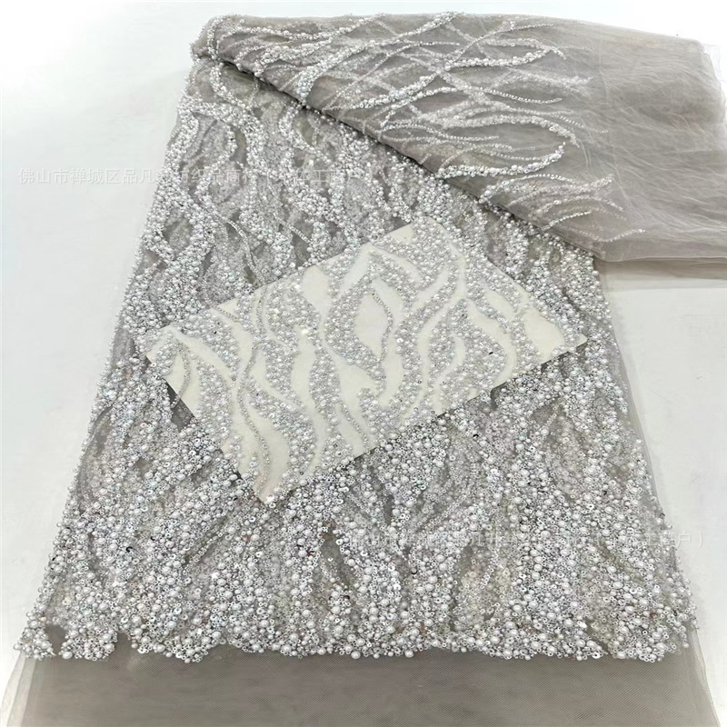 Tubo de bordado de perlas espuma tela de encaje tela de perlas clavos vestido de boda vestido de cena vestido de ceremonia tela