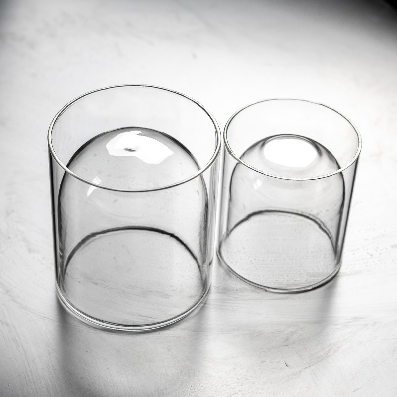 Taza de vidrio de doble capa de alta temperatura de alta borosilicona de vidrio de doble capa de vela de vela de doble capa de taza de té a prueba de quemaduras mayorista