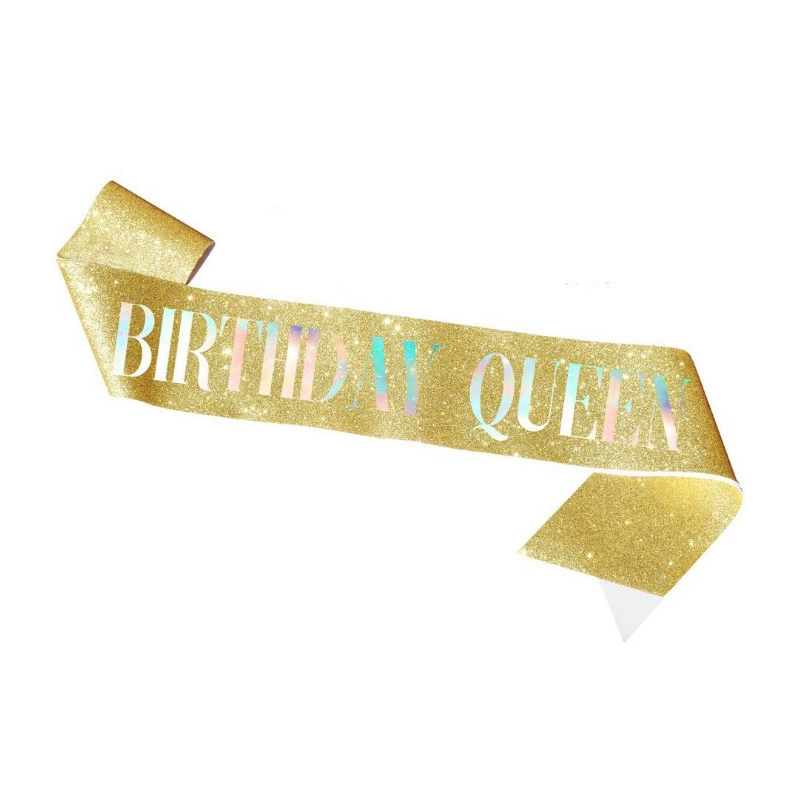 Диадема-ободок набор с кристаллами и лентой "Birthday Queen", комфортная подарочная принадлежность