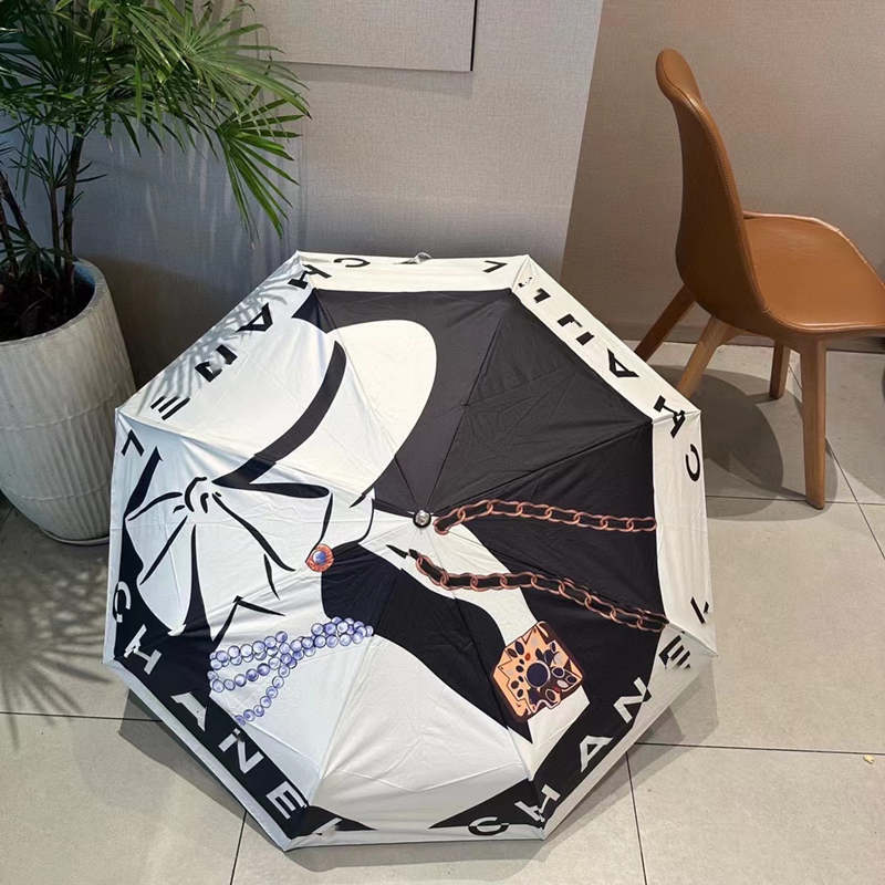 欧美潮牌雨伞折叠自动伞防晒黑胶防紫外线遮阳伞小香风晴雨伞女用