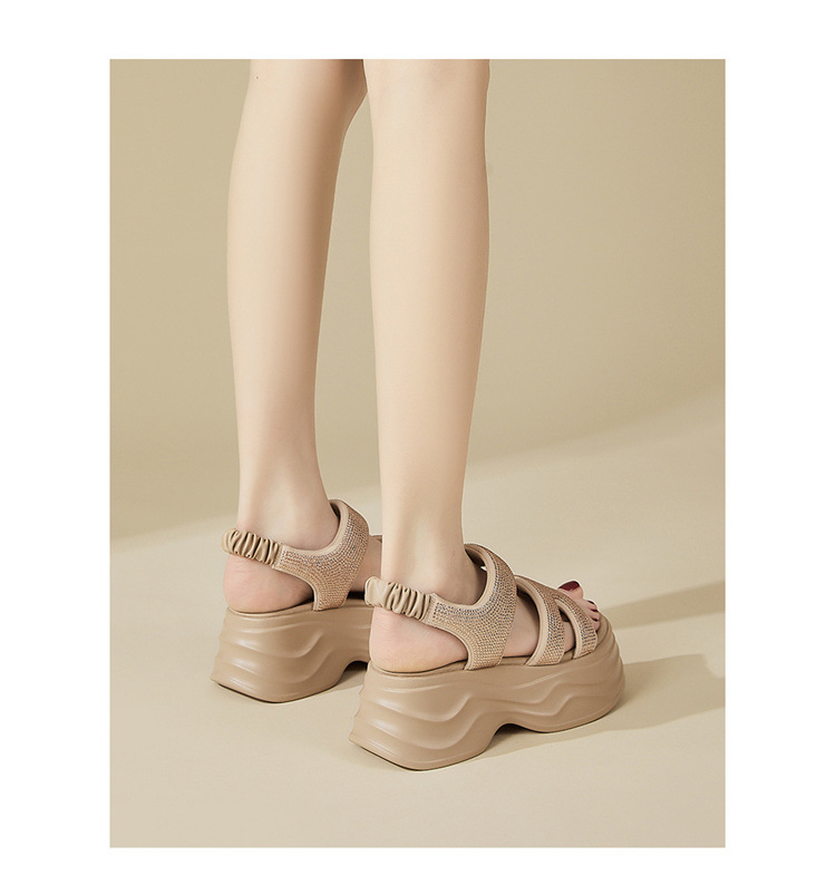 Sandal đế dày nữ phong cách Roma, gót platform 7 cm, phối váy đi biển mùa hè 2025 — 3124303092 Đen (đế dày tăng 7cm), 3124303092 màu mơ (đế dày tăng 7cm) chi tiết 5
