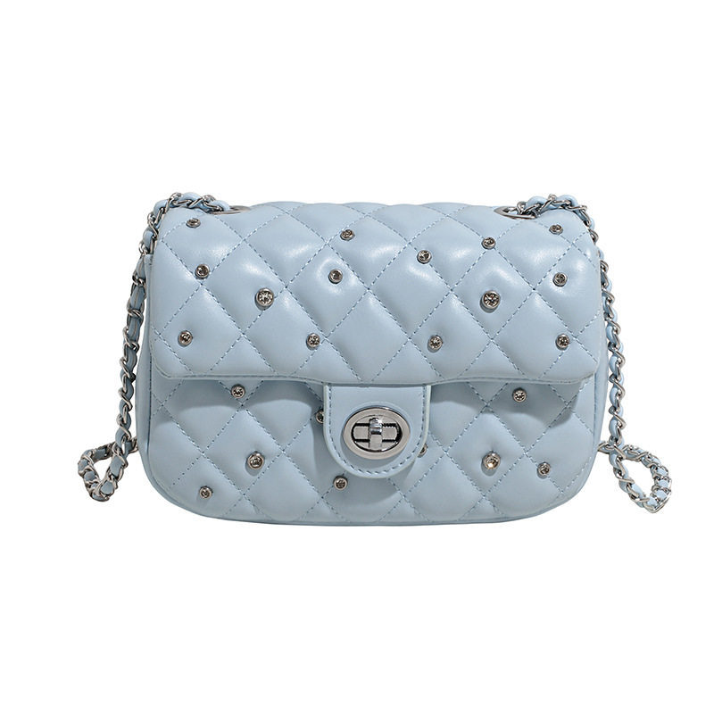 Bolso cuadrado pequeño de cadena de rombos de fragancia transfronteriza para mujer 2025 nuevo bolso de hombro de estilo occidental de todo fósforo bolso de mensajero de moda de moda