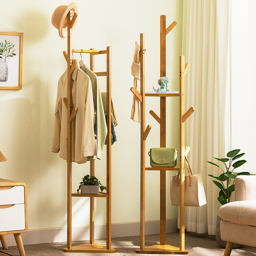 Simple coat rack, floor-standing clothes rack, living room, bedroom, children's clothes hanger, creative solid wood clothes rack, hat rack