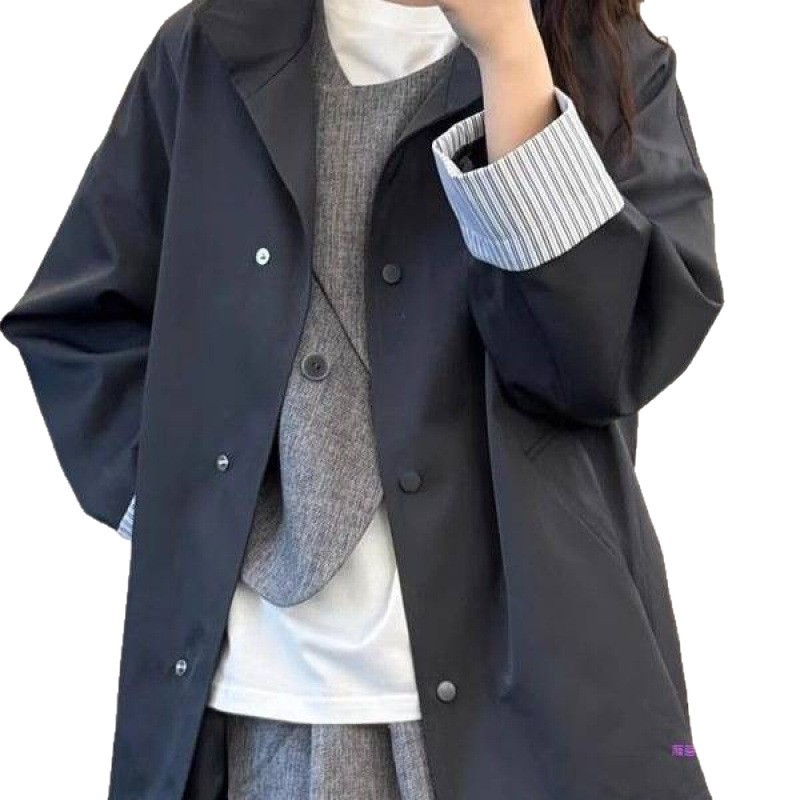 欧货跨境通勤风衣外套女春秋款新款中长款小个子感超好看韩系休闲|undefined