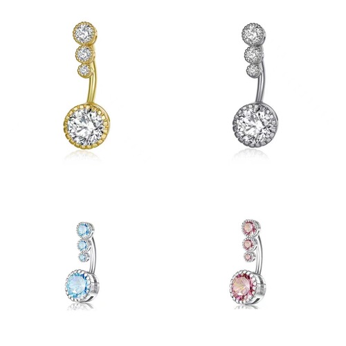 AliExpress Amazon Vacuum Electroplating Body Piercing Jewelry Inlaid with Zircon and Diamond Navel Button Navel Nail Wholesale