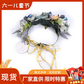 欧美跨境万圣节森系氛围感配饰  彩色头环发箍精致花环
