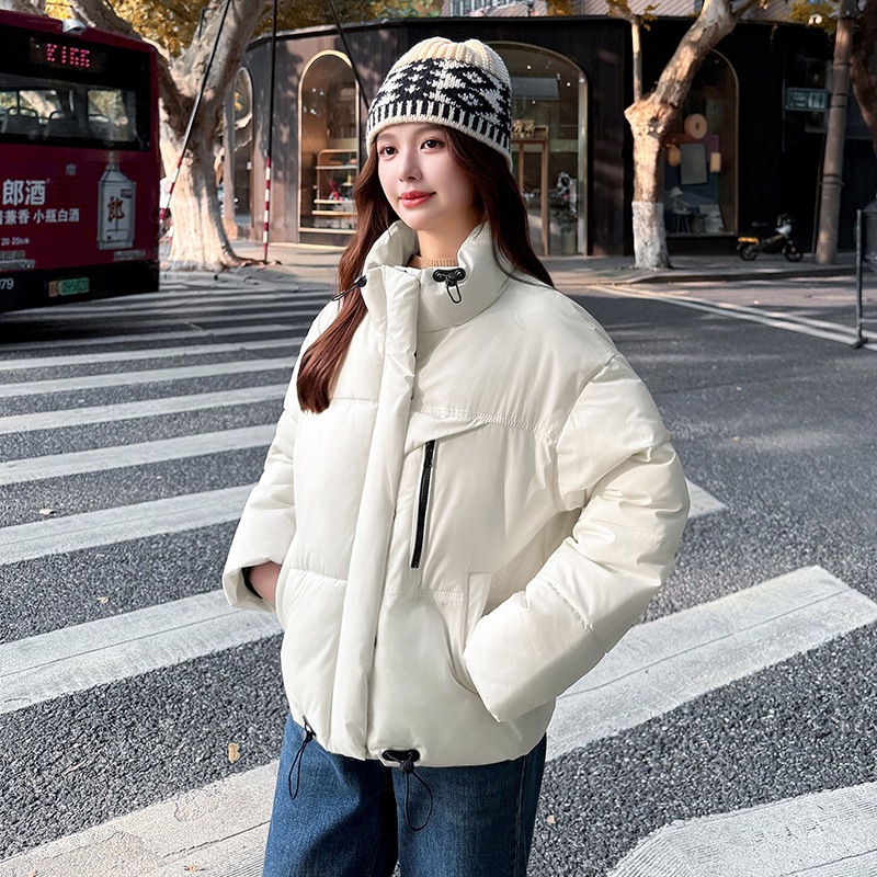 Comercio exterior ropa de algodón para mujeres de cuello corto chaqueta de algodón casual holgada coreana hombre pequeño invierno 2025 nuevo image 8