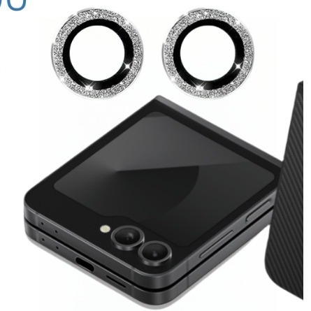 Aplicable a Samsung Z Flip6 película de lente de teléfono móvil serie de polvo flash metal ojo de halcón anillo de protección de cámara película HD