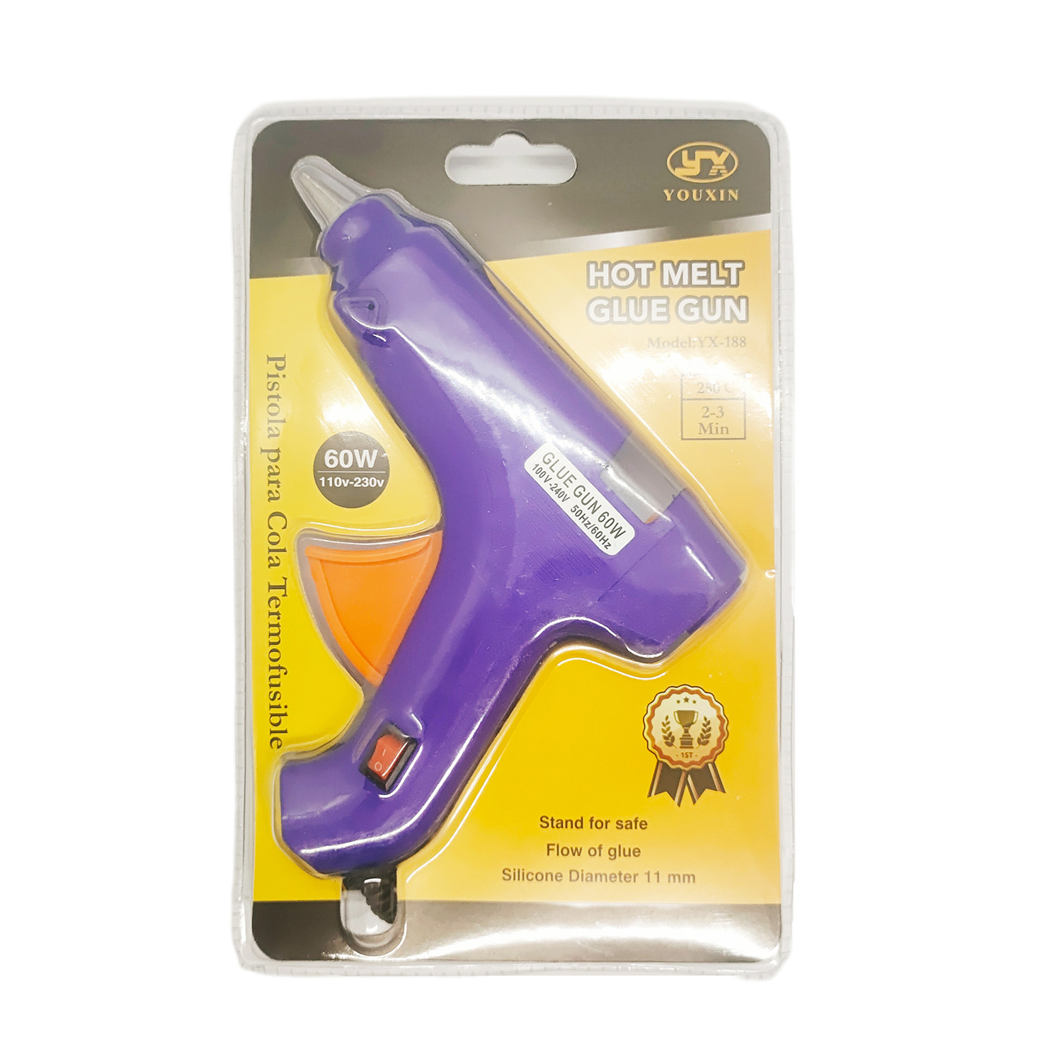 批发60W热熔胶枪大胶枪蓝色带开关热溶胶枪适用11mm粗胶棒厂家直