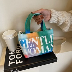 女士手提小方包新款跨境泰國gentlewoman帆布字母印花單肩斜挎包