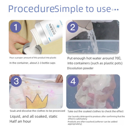 Bleach Bubble Powder White Agent Reducer Color Remover Stain Remover Yellowing Whitener Stain Bubble Wash Powder Bleach Laundry Powder