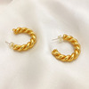 Fashionable golden matte earrings, design spiral, new collection