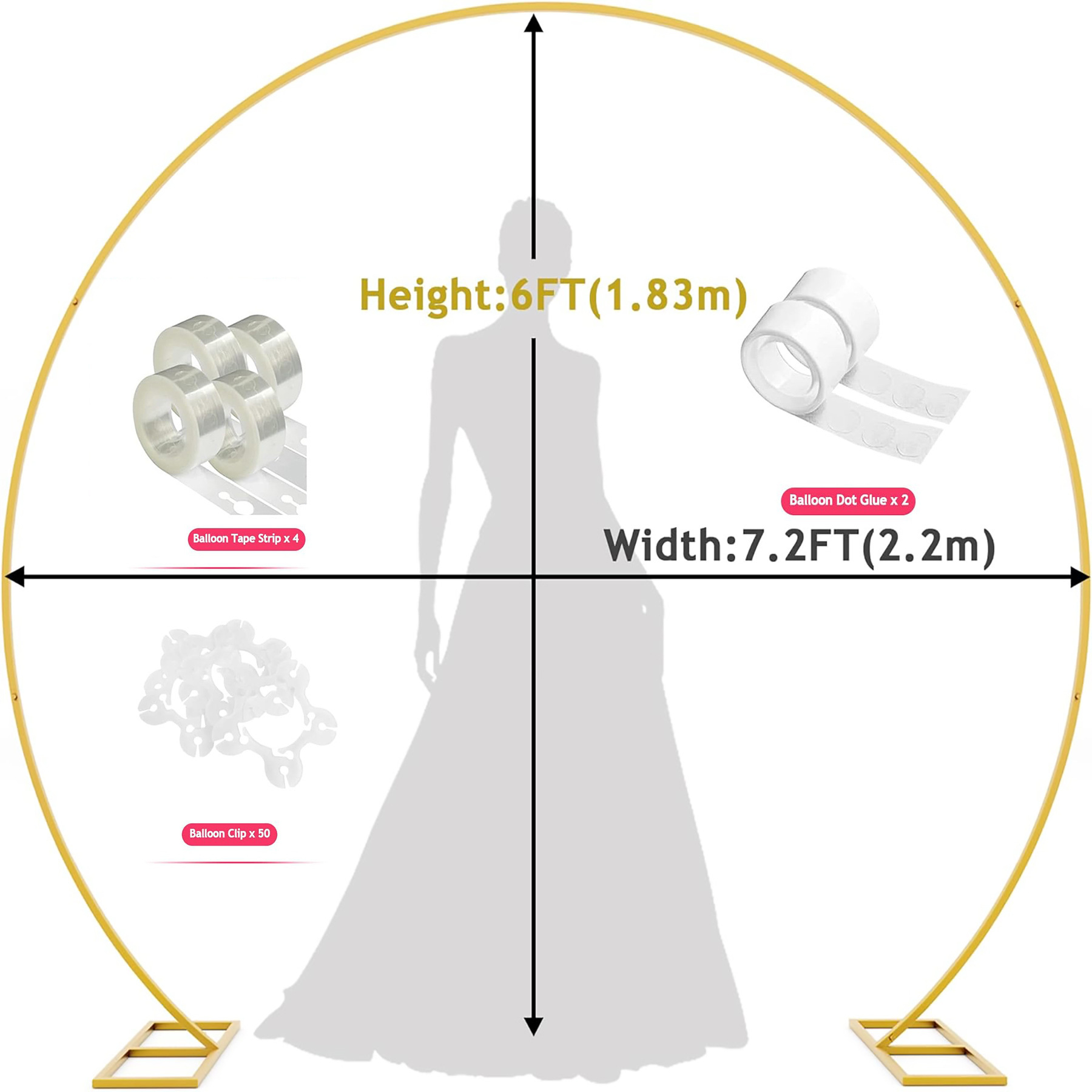 Arco de metal transfronterizo de Amazon, fiesta de cumpleaños de boda, decoración del lugar, accesorios, múltiples arcos al por mayor