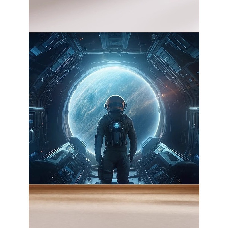 8D太空仓星空自粘背景墙贴画卧室宿舍壁画贴纸墙画壁纸科技墙布