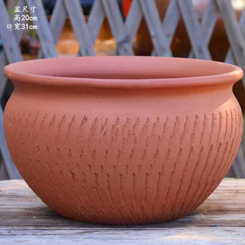 大口径グリーンダルシム多肉植物オオバコ紫大万百クリエイティブ陶器ポット粗い陶器砂土陶器ポット植木鉢大型レトロ|undefined
