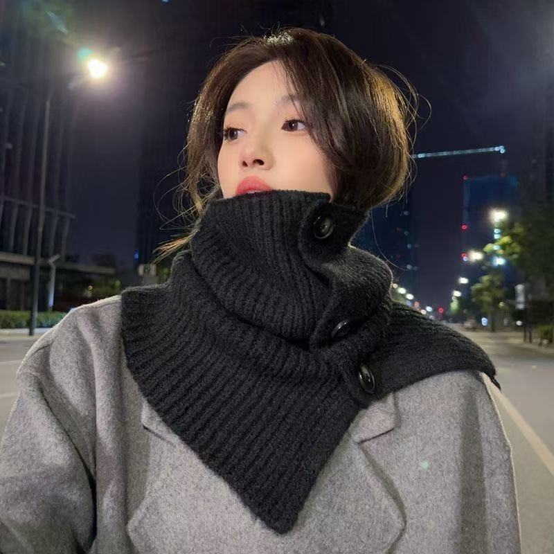 围脖女冬季2025新款百搭高级感纽扣保暖脖套护颈女生围巾SHBL披肩|undefined