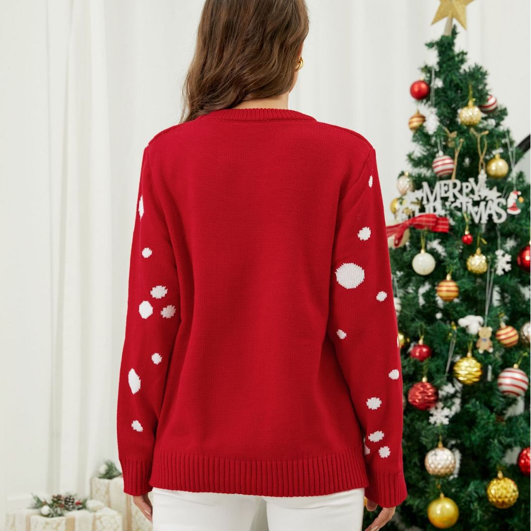 Tongxiang source sweater manufacturer cross-border foreign trade women's Christmas elk sweater thickened round neck Christmas sweater for women