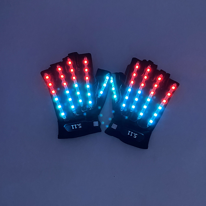 #547 5V多功能-led金刚狼手套(充电款)-七彩流水款