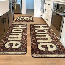 跨境亚马逊temu新款热销3D仿石头纹路地垫厨房耐脏易打理三件套