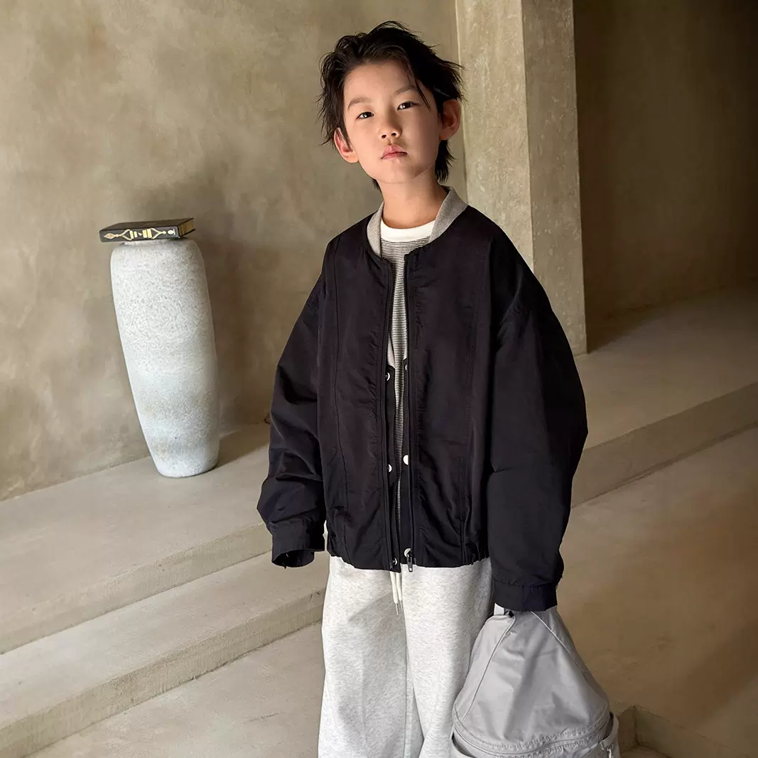 男童春秋飞行员棒球服设计感外套2025新款儿童秋装女童宽松夹克潮