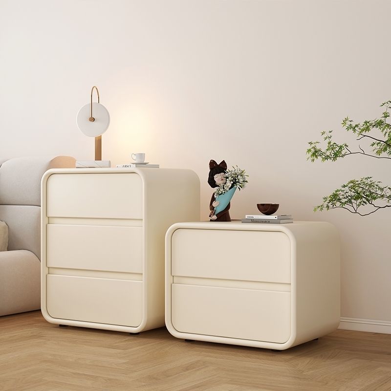 Simple Modern Bedside Table Cream Style Solid Wood Storage Ultra-Narrow New Three-Layer Light Luxury Bedroom Storage Bedside Home