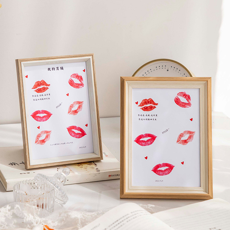 Valentine's Day gift photo frame diy souvenir lip print photo frame wholesale 6 inch 7 8 inch framed gift photo frame table