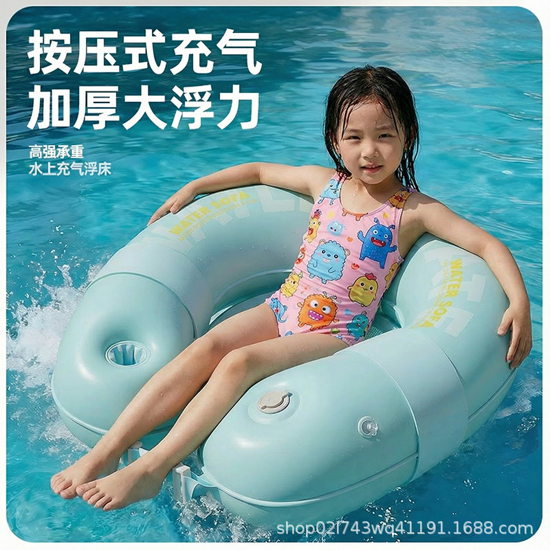 New cross-border inflatable floating raft, outdoor foldable backrest, children's and adults' floating bed, water lounger, floating artifact.
