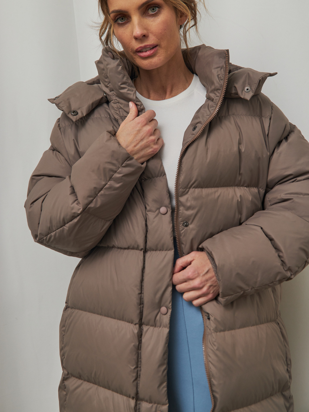 Dames lange donsjas met capuchon warme winterjas_voghion.com