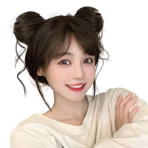 Ball head wig, artificial hair, lazy girl, double ball head, natural invisible fluffy wig, hair band wholesale