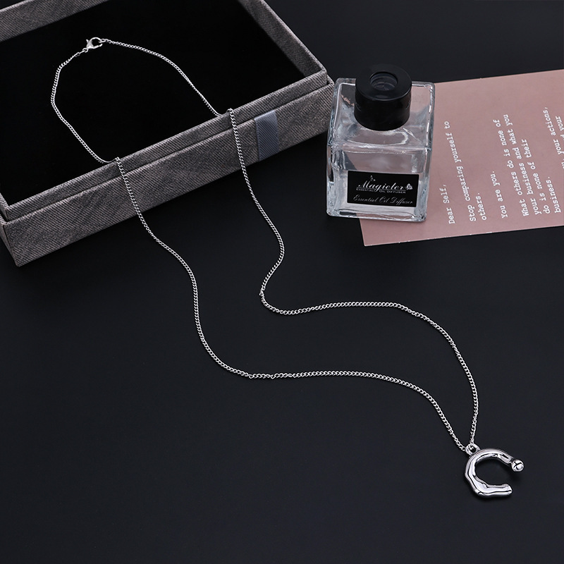 Sunflower Ouni Style Silver Necklace Accessory 2026 Hot-Selling High-End U-Shaped Pendant C-Shaped Letter Necklace Sunflower Ouni Style Silver Necklace Accessory 2026 Hot-Selling High-End U-Shaped Pendant C-Shaped Letter Necklace