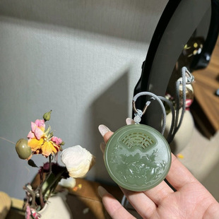 Jin Yutang Xinjiang Hotan Jade Soft Light and Bright Light Combined with Double-sided Carving 53/11 Real Objects Really Super Quality