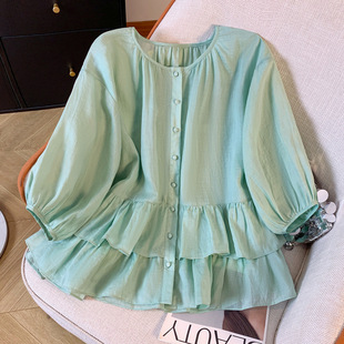 Actual Shot of 2025 Summer New Sun Protection Artistic Loose Casual Lazy Design Shirt Tops for Women
