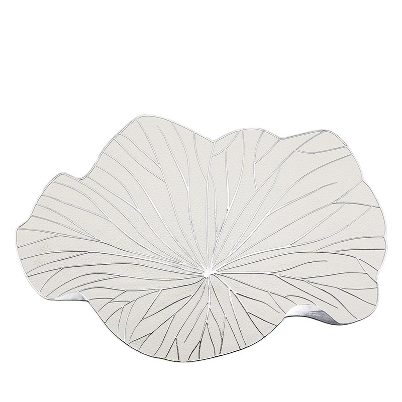 Nuevo mantel de oro con hoja de loto, juego de té chino, pvc, tapete de mesa impermeable y antideslizante, tapete de mesa de aislamiento térmico, posavasos de comida occidental, fácil de limpiar