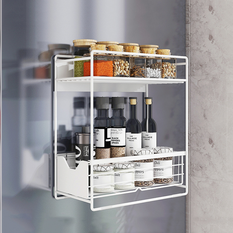 鉄製マグネット式冷蔵庫ラック多機能マグネット式洗濯機冷蔵庫収納棚多層引き出し式棚