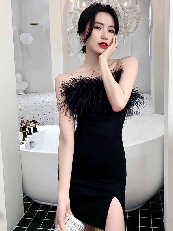 Yang Xiaojuan Banquet Mini Dress Strapless Dress Women's Birthday Party Bridesmaid Elegant White Dress European and American Style