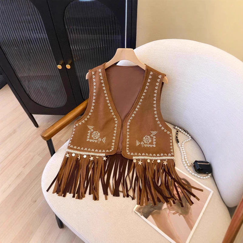 Amazon Xinjiang Western Regions Ethnic Style Embroidered Tassel Vest Coat Women's Northwest Xinjiang Tourism Vacation Vest