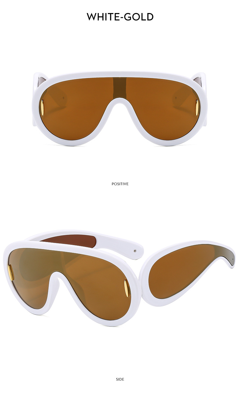 New large frame integrated lens fashionable punk futuristic sunglasses, ins sunglasses_voghion.com