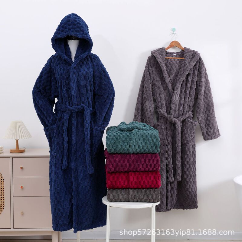 Coral Fleece Bathrobe Hooded Big Pocket Winter Thickened Warm Bathrobe Soft Home Clothes plus size Nightgown Pajamas Coral Fleece Bathrobe Hooded Big Pocket Winter Thickened Warm Bathrobe Soft Home Clothes plus size Nightgown Pajamas
