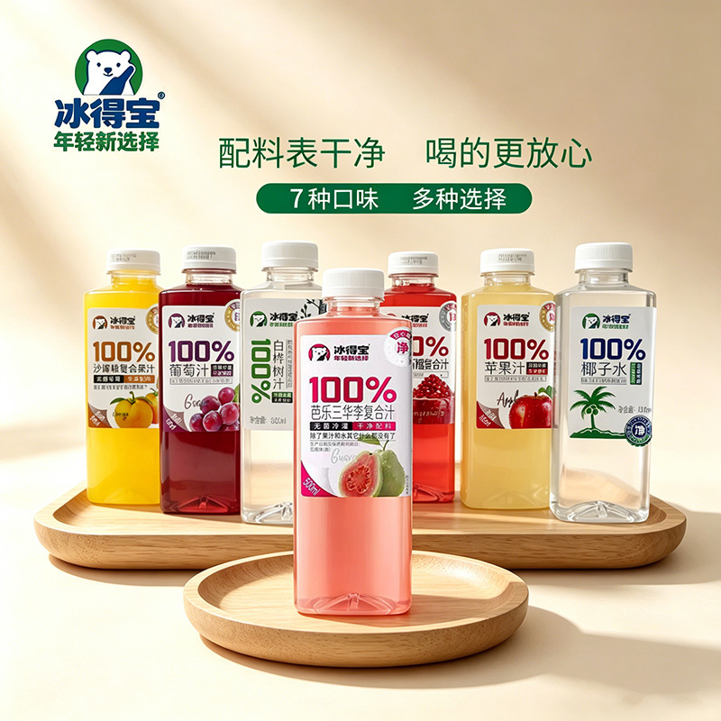 冰得宝500ml椰子水白桦树葡萄苹果西柚沙糖桔石榴汁果汁饮料整箱