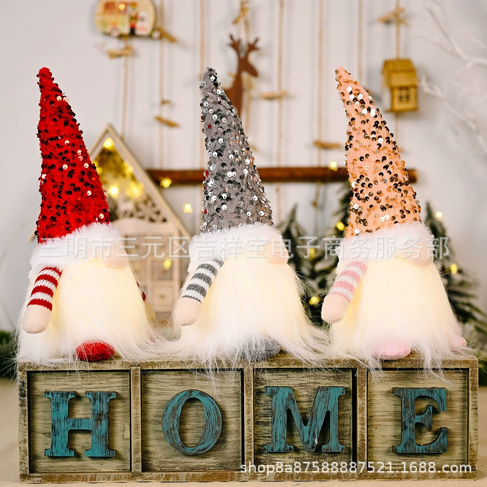 2023 трансграничные новые рождественские блестки с лампой Рудольф куклы рождественские светящиеся безликие куклы украшения на День Святого Валентина