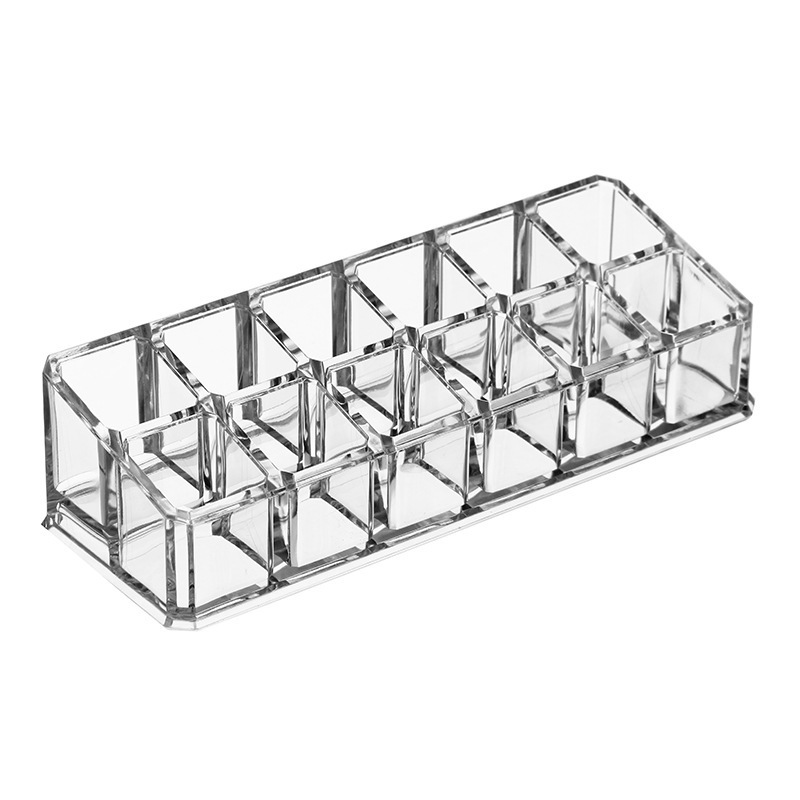 Cosmetic storage box desktop lipstick box nail polish rack cute plaid small mini plastic rack