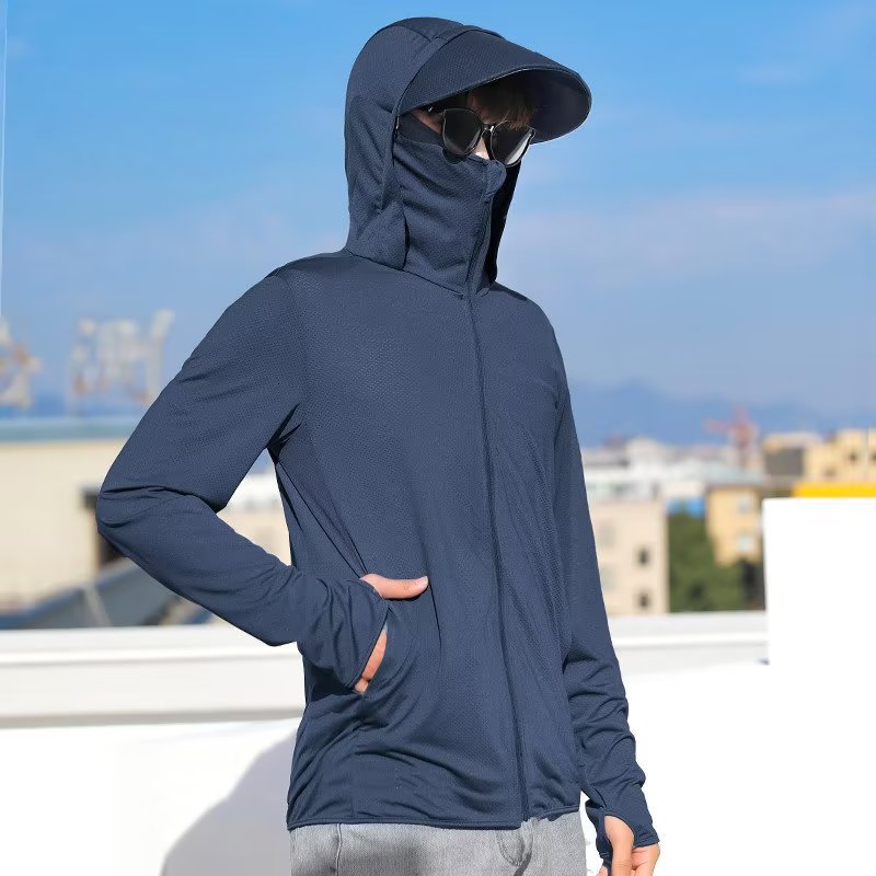 Sun Protection Clothing for Men, Summer Thin Ice Silk Breathable Air-Conditioned Clothing for Boys, Men's Large Size Fishing Sun Protection Clothing for Men