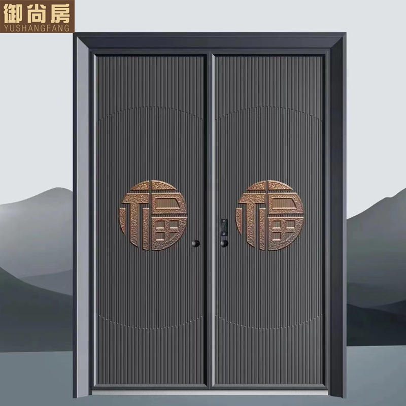 Villa door New Chinese cast aluminum door New Country Villa home double Open Door home aluminum Art courtyard door