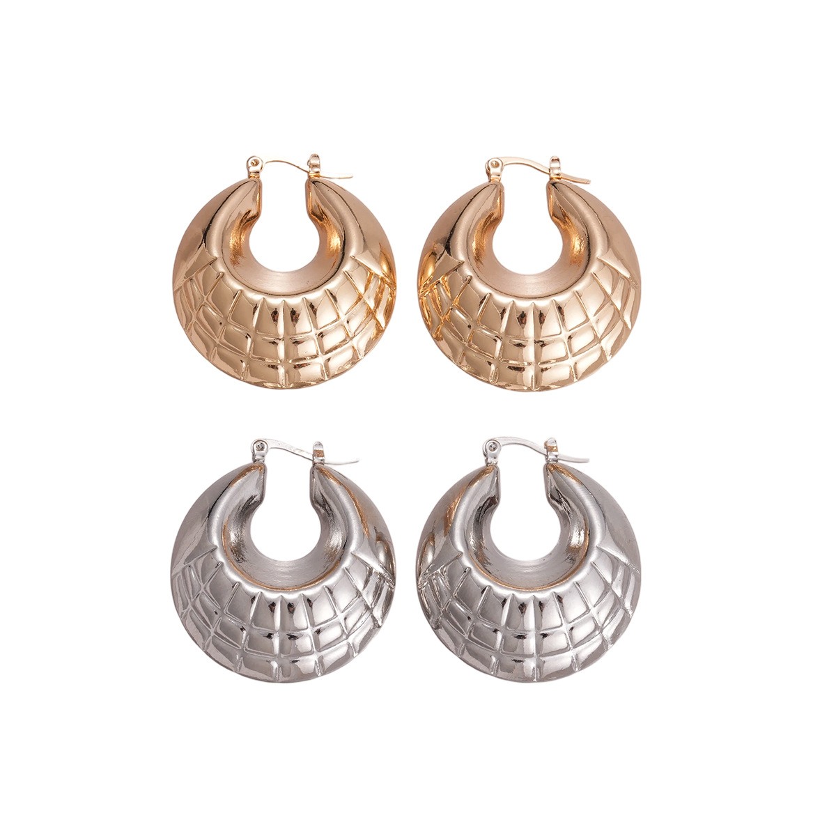 Europa y los Estados Unidos retro metal geometría hueco pernos de orejas redondos de patrón de moda personalidad simple nicho de alta calidad pendientes