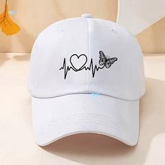 ホワイトバタフライハートビートベースボールキャップシンプルユニセックスベースボールキャップ