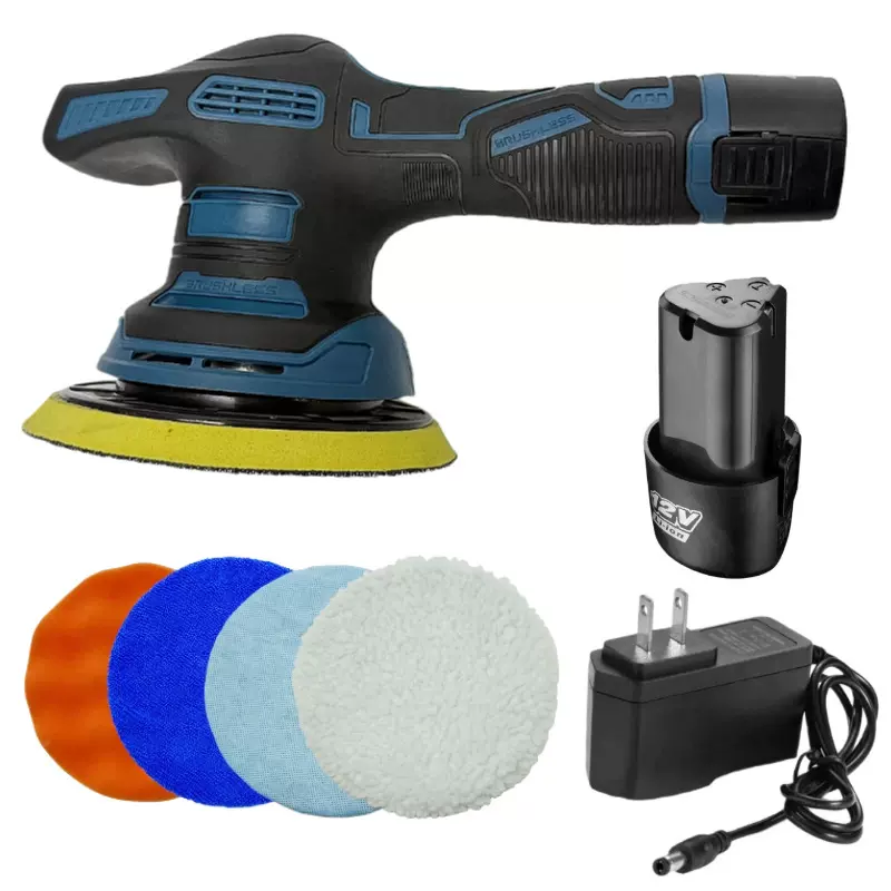 跨境12v锂电抛光机汽车美容便携式无线电动偏心打蜡机家用砂光机