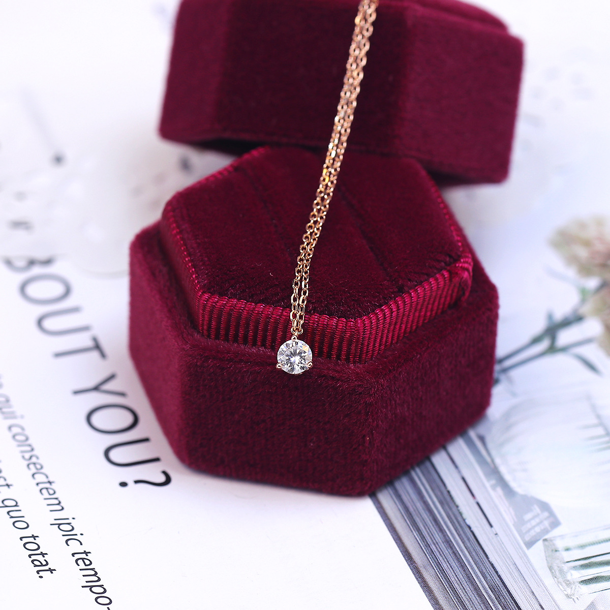 Women's Gender 925 Sterling Silver Moissanite Cable Chain Geometric Pendant Necklace