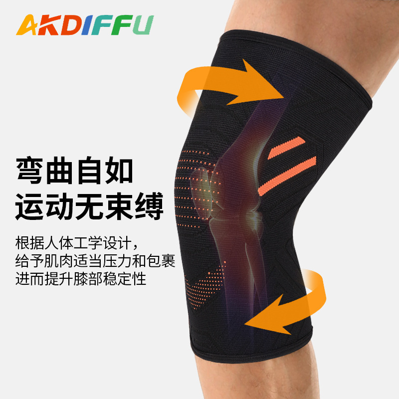クロスボーダー新型スポーツ膝保護四面弾ニット通気加圧膝保護カバー保温膝保護バドミントン膝蓋骨膝|undefined